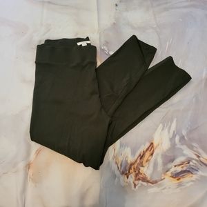 Daily Ritual Deep Olive Green Ponte Leggings, Size Large